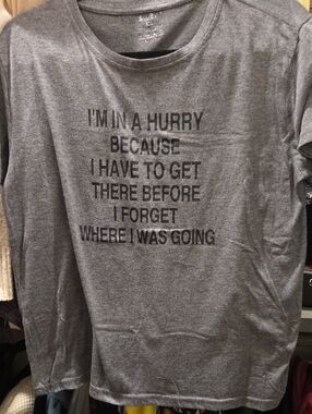 Men's Graphic Tee - Gray Text Print